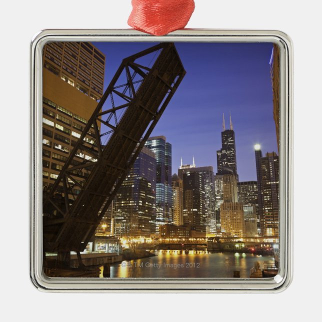 USA, Illinois, Chicago, Chicago River Silbernes Ornament (Vorne)