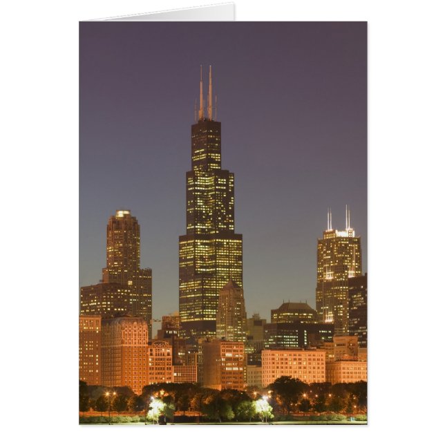 USA, Illinois, Chicago: City Skyline / Abend (Vorne)