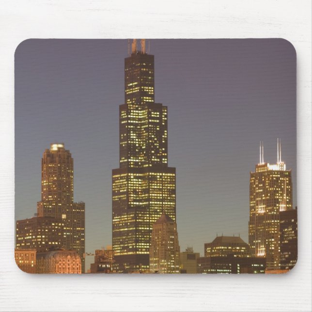 USA, Illinois, Chicago: City Skyline / Abend Mousepad (Vorne)