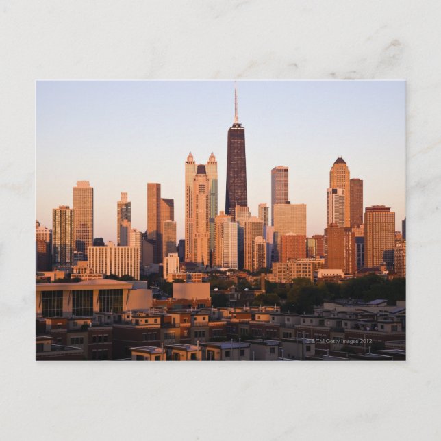 USA, Illinois, Chicago, City skyline bei Sonnenunt Postkarte (Vorderseite)