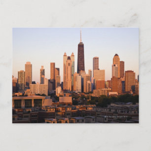 USA, Illinois, Chicago, City skyline bei Sonnenunt Postkarte