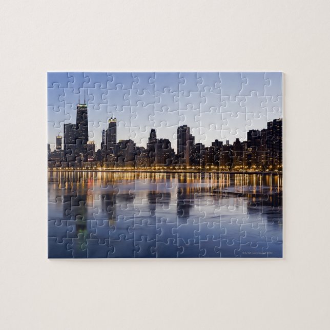 USA, Illinois, Chicago, City skyline over Lake 6 Puzzle (Horizontal)