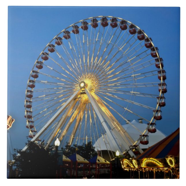 USA, Illinois, Chicago, Cityscapes, Lighted Fliese (Vorderseite)