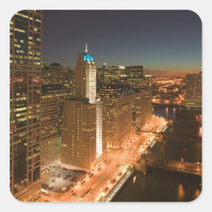 USA, Illinois, Chicago: Der Loop: Gebäude Quadratischer Aufkleber