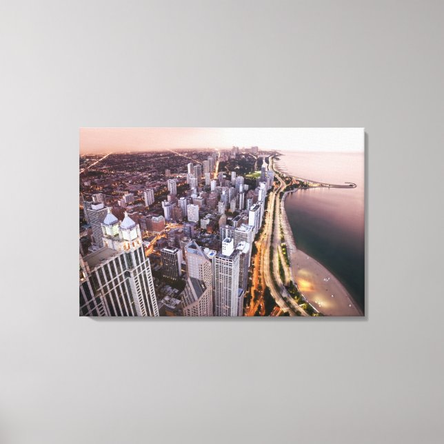 USA, Illinois, Chicago, Luftsicht auf den See Leinwanddruck (Vorderseite)