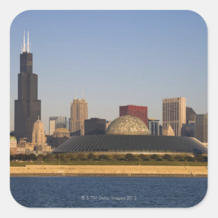 USA, Illinois, Chicago, Stadt-Skyline mit Adler Quadratischer Aufkleber