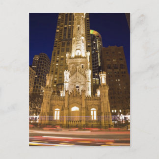 USA, Illinois, Chicago, Wasserturm beleuchtet Postkarte