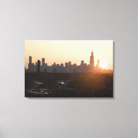 USA, Illinois, Skyline von Chicago bei Sonnenaufga