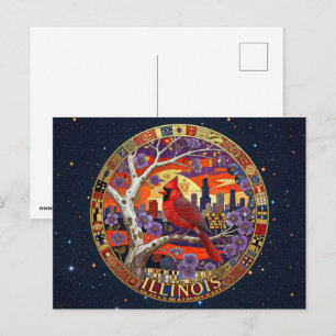 USA Illinois Staatssymbole Postkarte