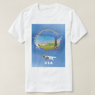 USA Illustriertes Reiseplakat T-Shirt