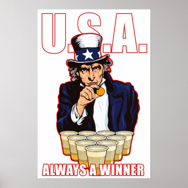 "USA: Immer ein Gewinner" Bierpong-Poster Poster (Vorne)