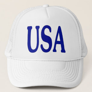 USA in Blue on White Cap Truckerkappe