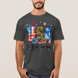USA in Gott wir vertrauen 4. Juli Sonnenblumenleop T-Shirt