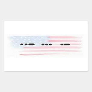 USA in Morse Code mit Flaggenaufkleber - Anpassen Rechteckiger Aufkleber