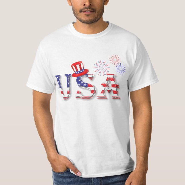 USA in US Flagge T-Shirt (Vorderseite)