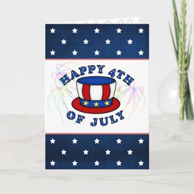 USA Independence Day Card. Onkel Sams Hut, Sterne Karte (Vorderseite)