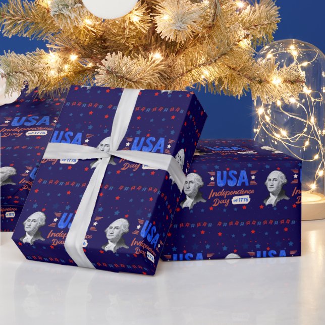 USA Independence Day deep blue Geschenkpapier (Feiertage)