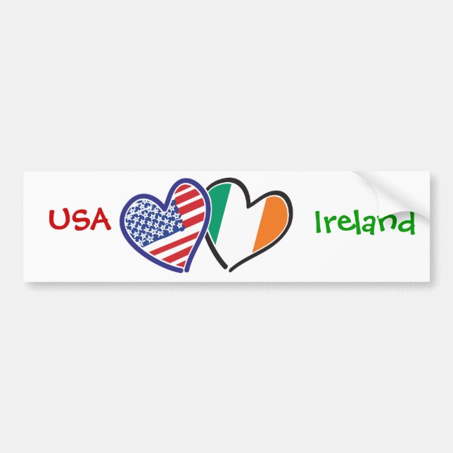 USA Ireland Heart Flags Autoaufkleber (Vorne)
