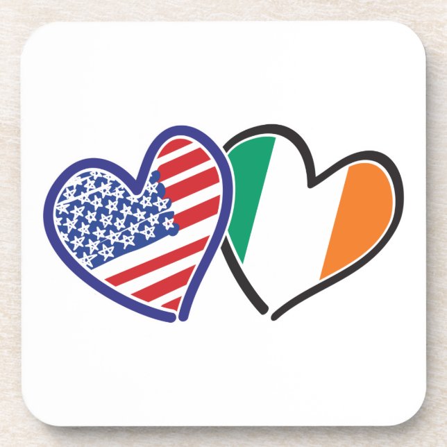 USA Ireland Heart Flags Getränkeuntersetzer (Vorderseite)