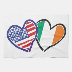 USA Ireland Heart Flags Küchentuch