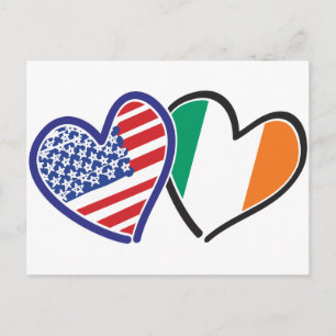 USA Ireland Heart Flags Postkarte