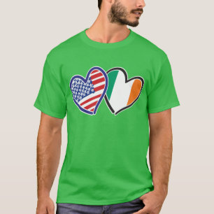 USA Ireland Heart Flags T-Shirt