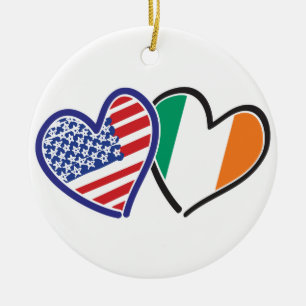 USA Irland Herzflags Keramikornament