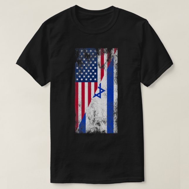USA Israel Flaggen - USA, Israel T-Shirt (Design vorne)