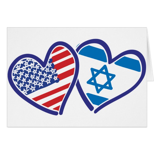 USA Israel Heart Flags (Vorderseite (Horizontal))
