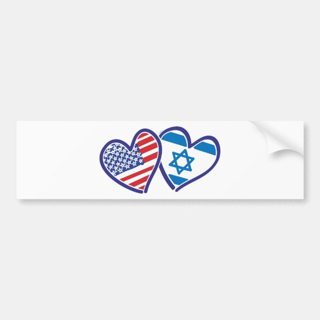 USA Israel Heart Flags Autoaufkleber (Vorne)