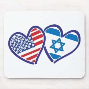 USA Israel Herzenflagge Mousepad