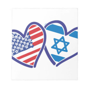 USA Israel Herzenflagge Notizblock