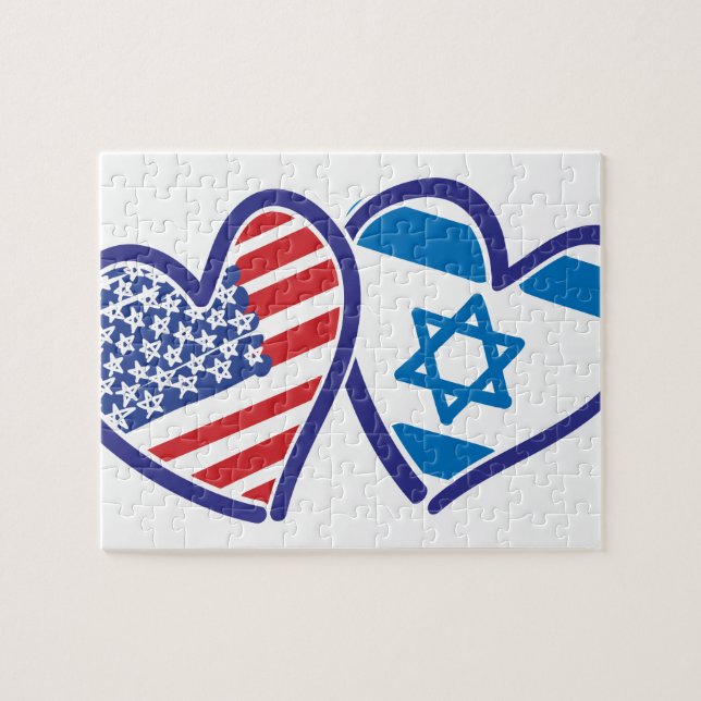 USA Israel Herzenflagge Puzzle (Horizontal)
