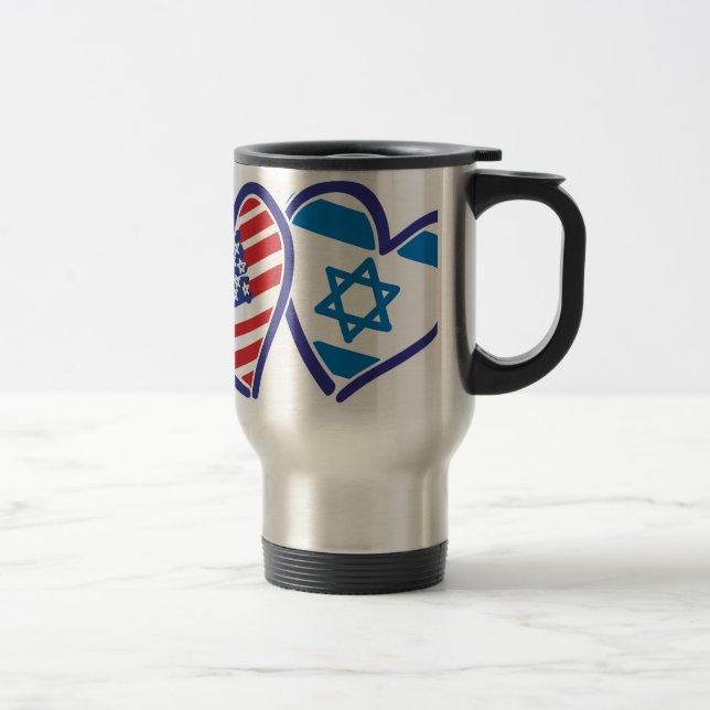 USA Israel Herzenflagge Reisebecher (Rechts)