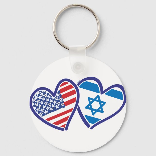USA Israel Herzenflagge Schlüsselanhänger (Vorderseite)
