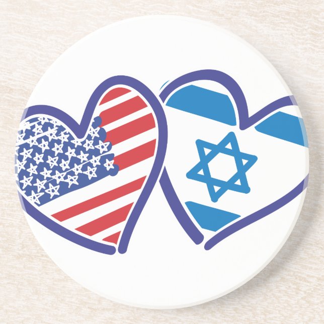 USA Israel Herzenflagge Untersetzer (Vorne)