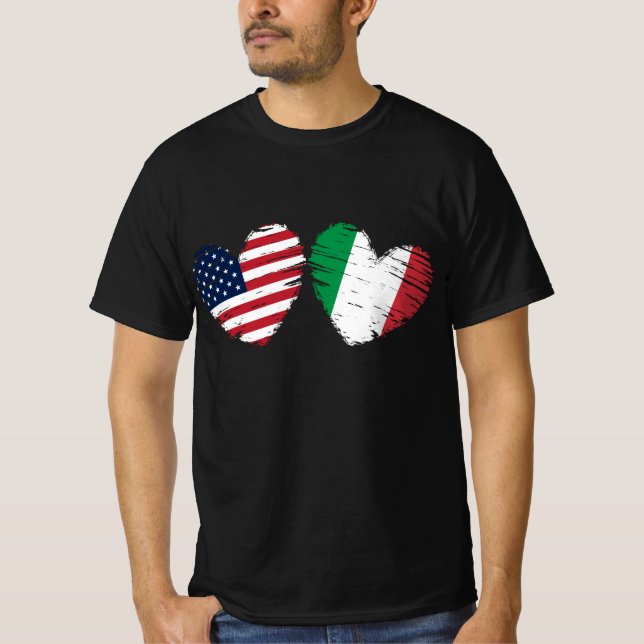 USA Italien Flaggenstaat Heart Italienischer Ameri T-Shirt (Vorderseite)