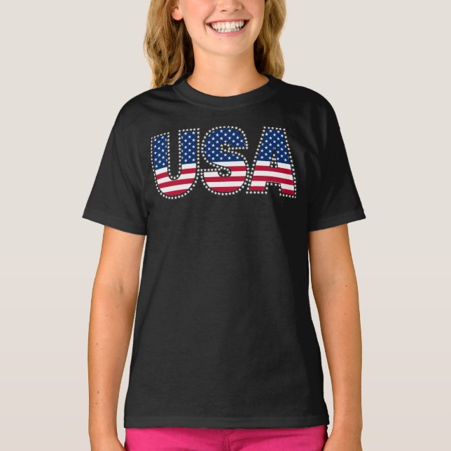 USA-Juli 4. Star-Grenze T-Shirt (Vorderseite)