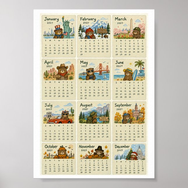 USA-Kalender 2027 Poster (Vorne)