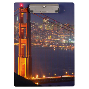 USA, Kalifornien. Golden Gate Bridge bei Nacht Klemmbrett