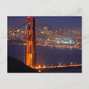 USA, Kalifornien. Golden Gate Bridge bei Nacht Postkarte