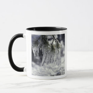 USA, Kalifornien, Lake Tahoe. Eiszapfen über Tasse