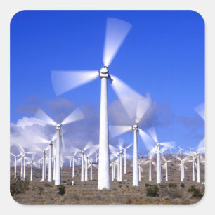USA, Kalifornien, Mojave. Ansicht einer Windkrafta Quadratischer Aufkleber
