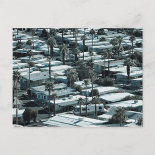 USA, Kalifornien, Palm Springs. Wohnwagenpark auf Postkarte