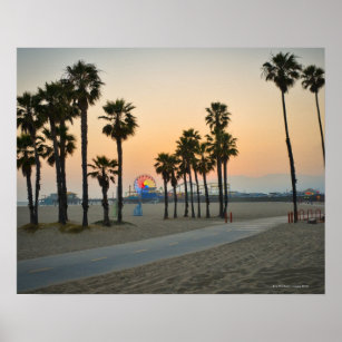 USA, Kalifornien, Santa Monica Pier bei Sonnenunte Poster