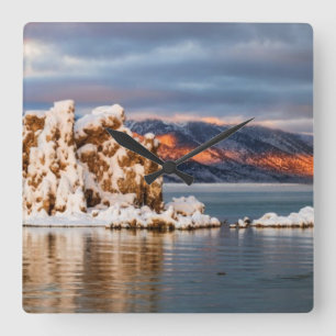USA, Kalifornien, Sunrise am Mono Lake Quadratische Wanduhr