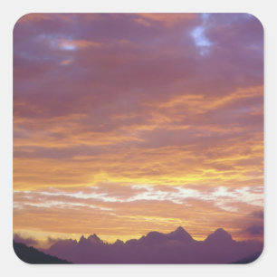 USA, Kalifornien, Sunset over Sierra Nevada Quadratischer Aufkleber