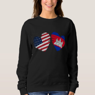 USA Kambodscha Flaggenstaat Herzstück Valentinstag Sweatshirt