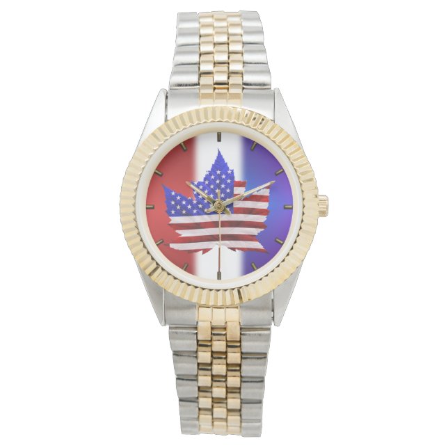 USA/Kanada Beobachten der kanadischen USA Flag Wri Armbanduhr (Vorderseite)