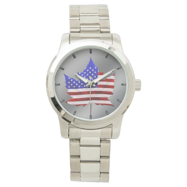 USA/Kanada Beobachten der kanadischen USA Flag Wri Armbanduhr (Vorderseite)